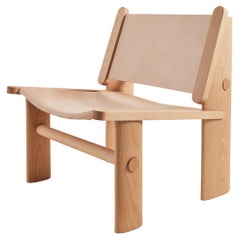 Clog Lounger - Sedia da salotto moderna realizzata a mano in legno duro e pelle