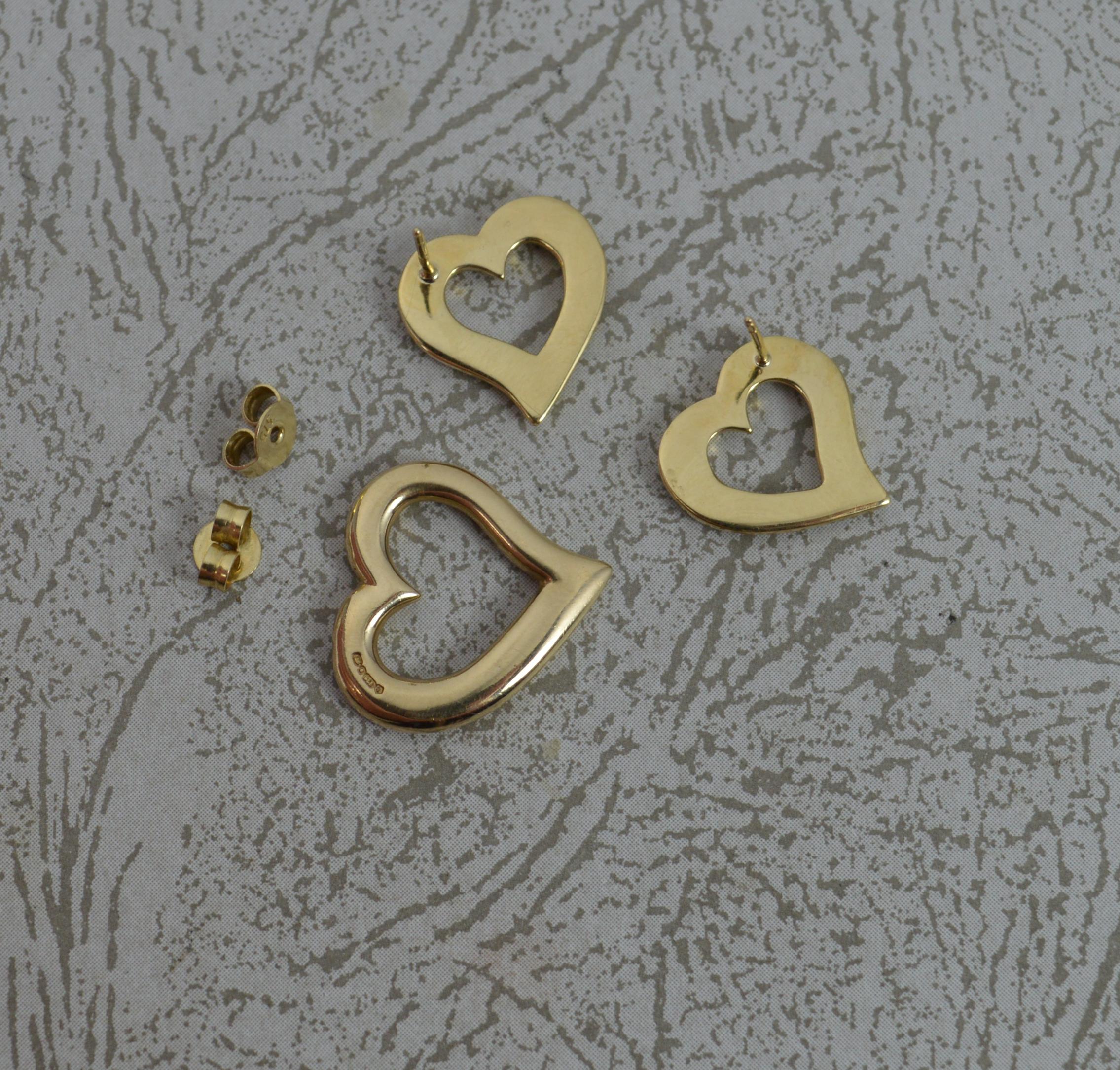 Contemporary Clogau 9 Carat Yellow Gold Cariad Heart Stud Earrings and Pendant