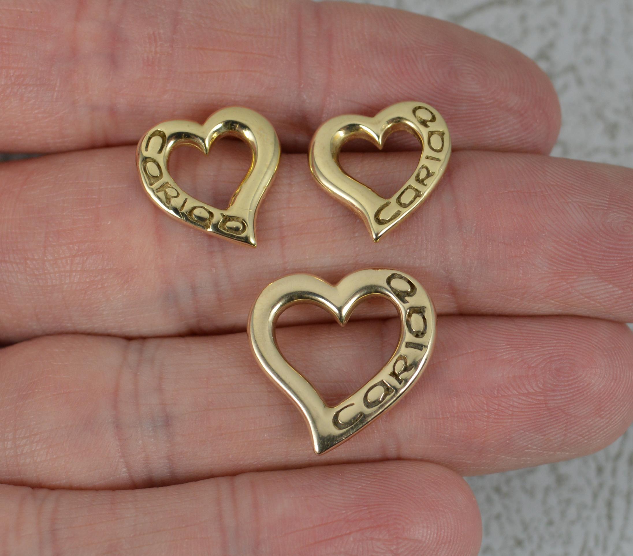 Clogau 9 Carat Yellow Gold Cariad Heart Stud Earrings and Pendant In Good Condition In St Helens, GB