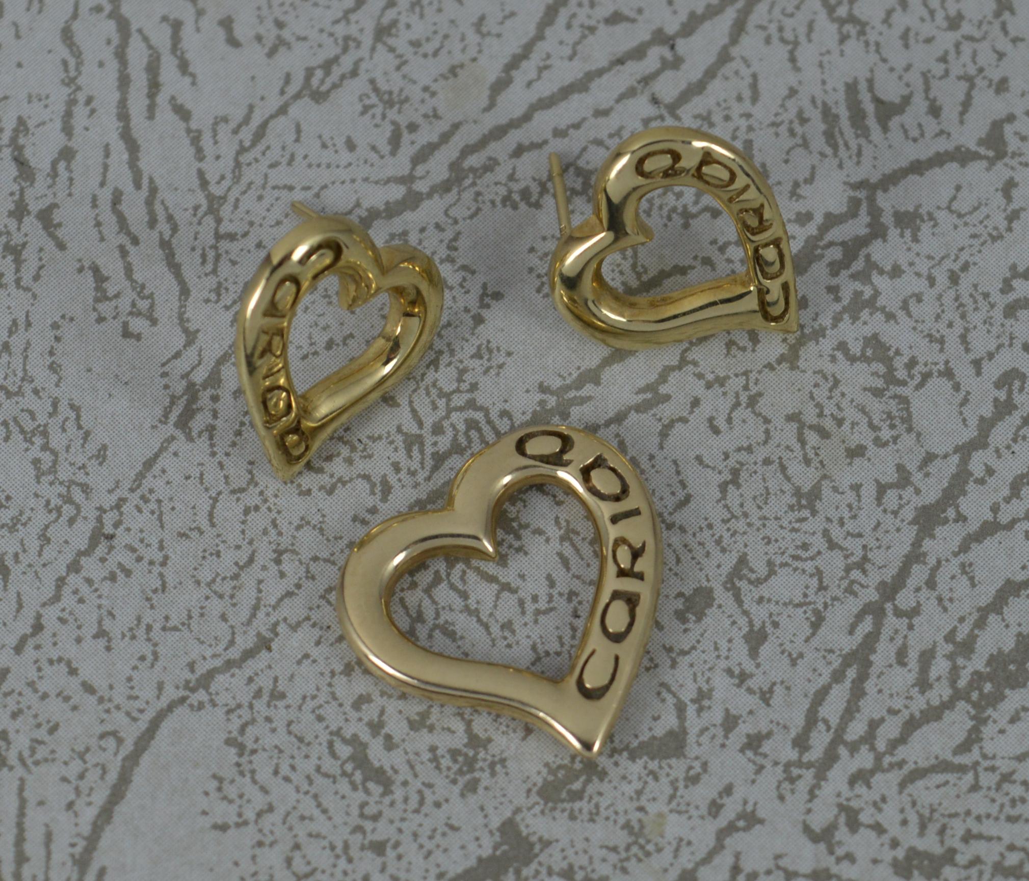 Women's Clogau 9 Carat Yellow Gold Cariad Heart Stud Earrings and Pendant