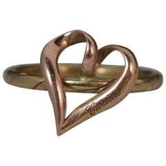 CLOGAU 9 Carat Yellow and Rose Gold Cariad Heart Ring