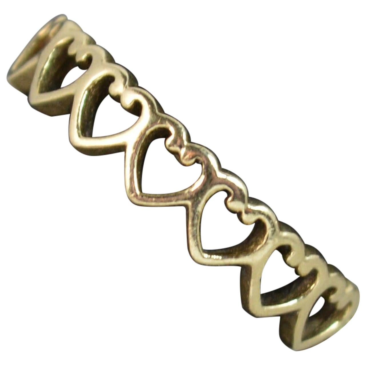 Clogau Designer 9 Carat Gold Full Eternity Heart Stack Band Ring
