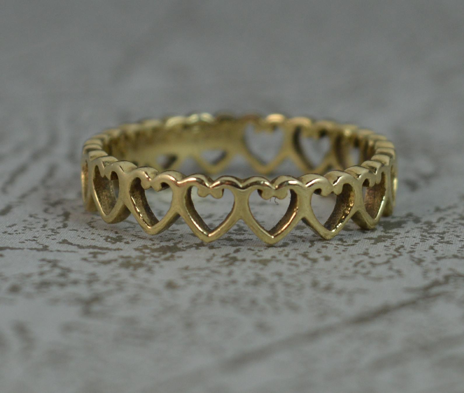 Women's Clogau Designer 9 Carat Gold Full Eternity Heart Stack Band Ring
