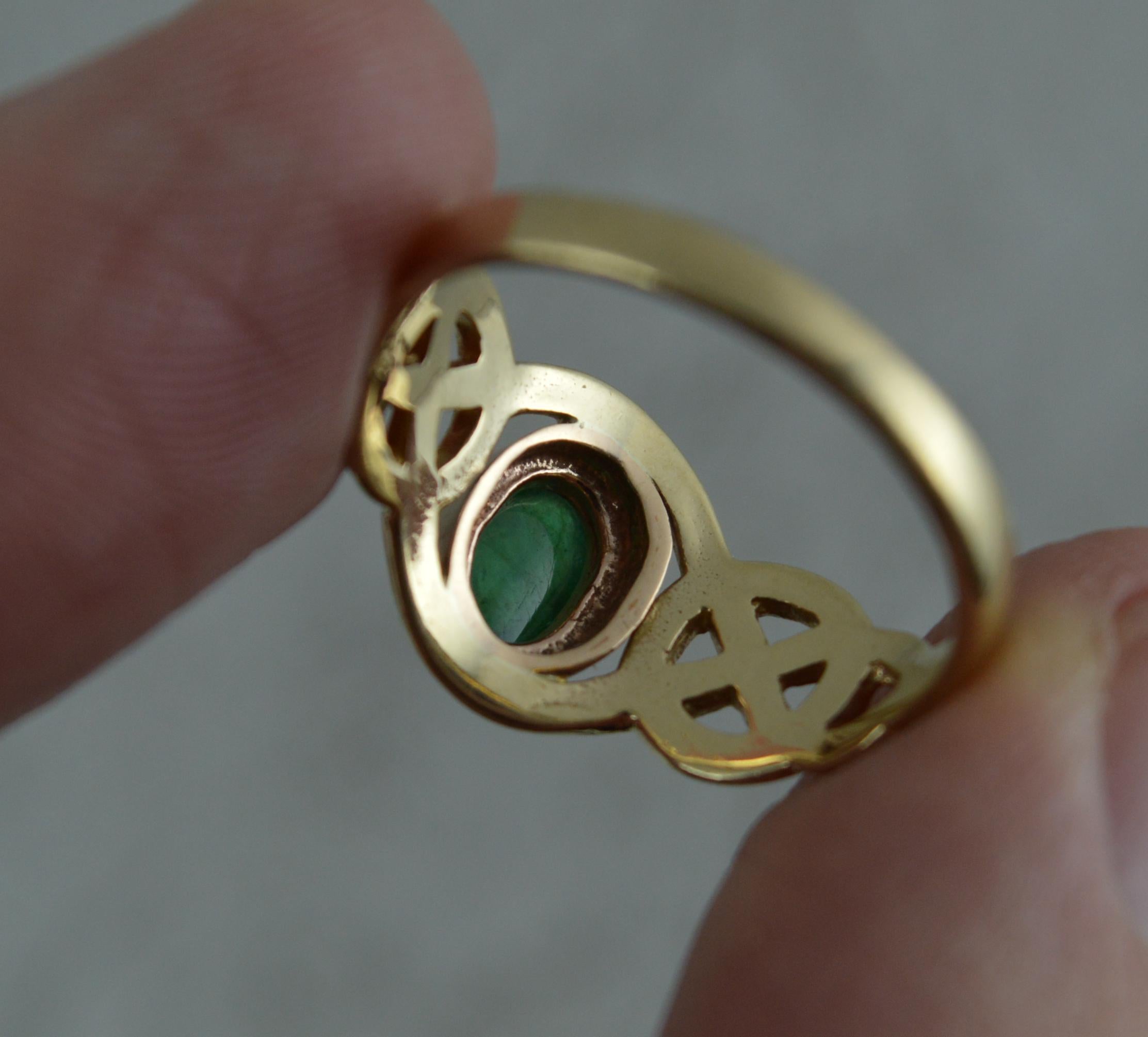 Clogau Designer 9 Carat Yellow Gold and Emerald Cabochon Ring 2