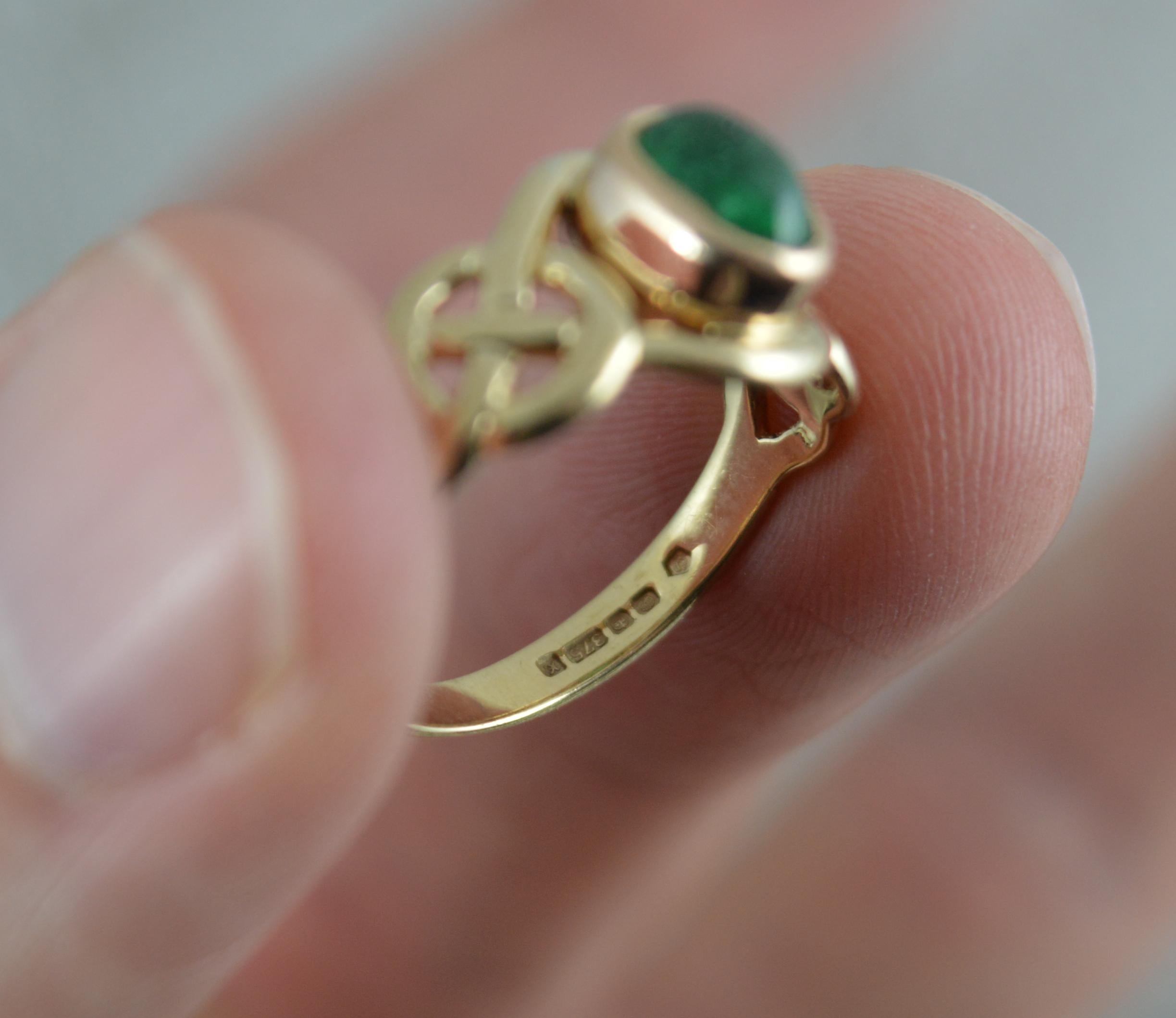 Clogau Designer 9 Carat Yellow Gold and Emerald Cabochon Ring 3