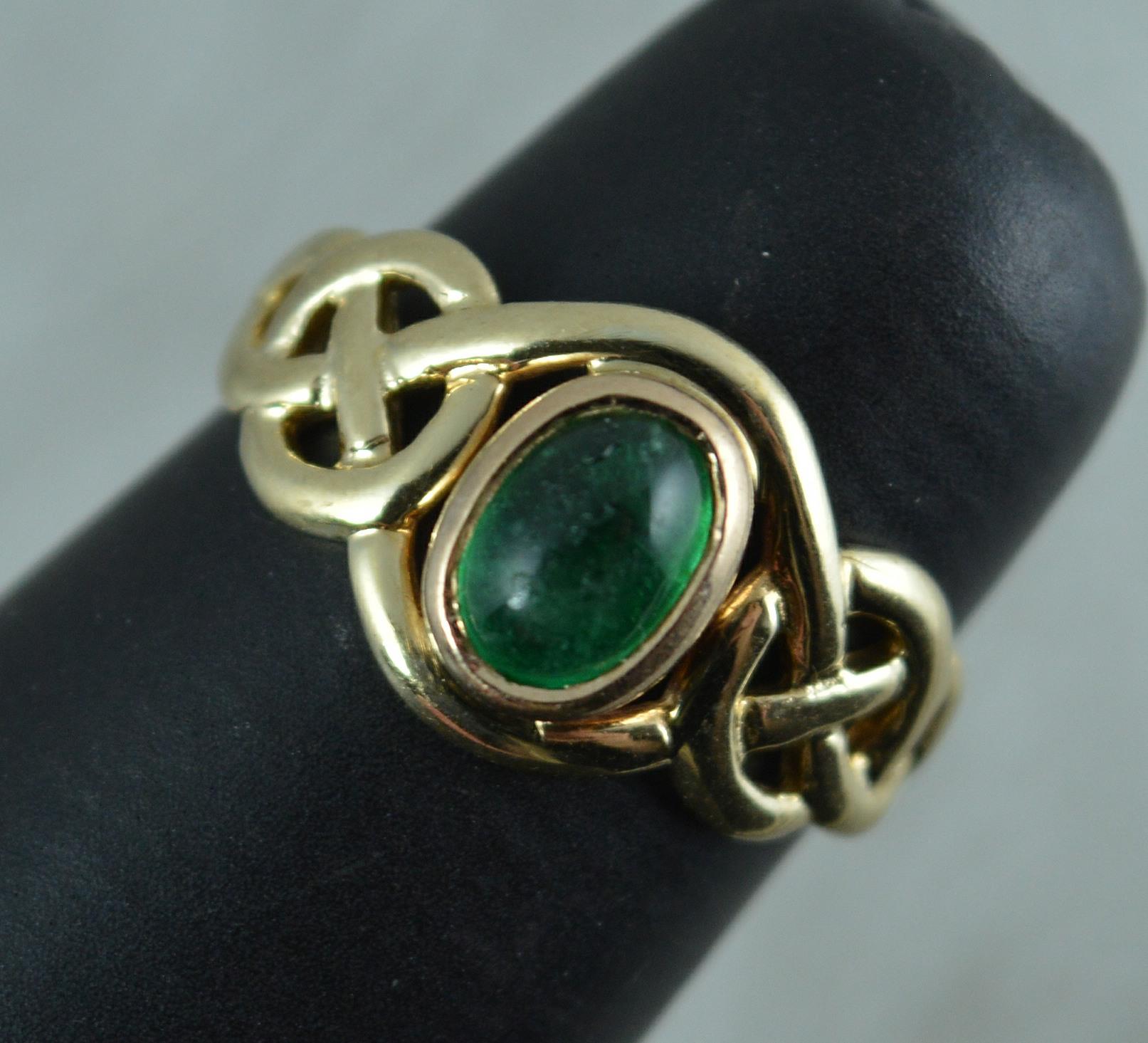 Clogau Designer 9 Carat Yellow Gold and Emerald Cabochon Ring 5