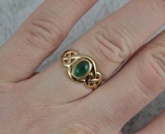 Clogau Designer 9 Carat Yellow Gold and Emerald Cabochon Ring