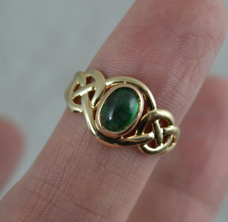 Clogau Designer 9 Carat Yellow Gold and Emerald Cabochon Ring