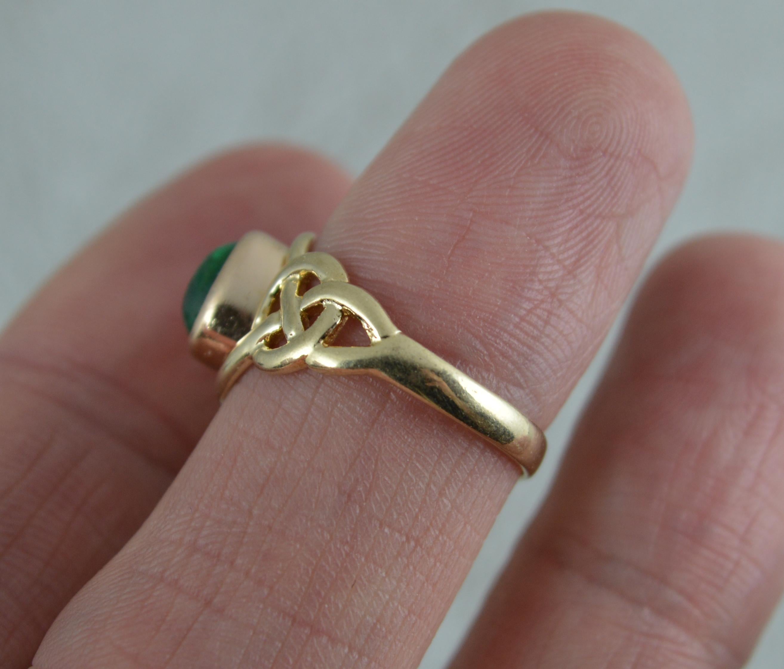Clogau Designer 9 Carat Yellow Gold and Emerald Cabochon Ring In Excellent Condition In St Helens, GB