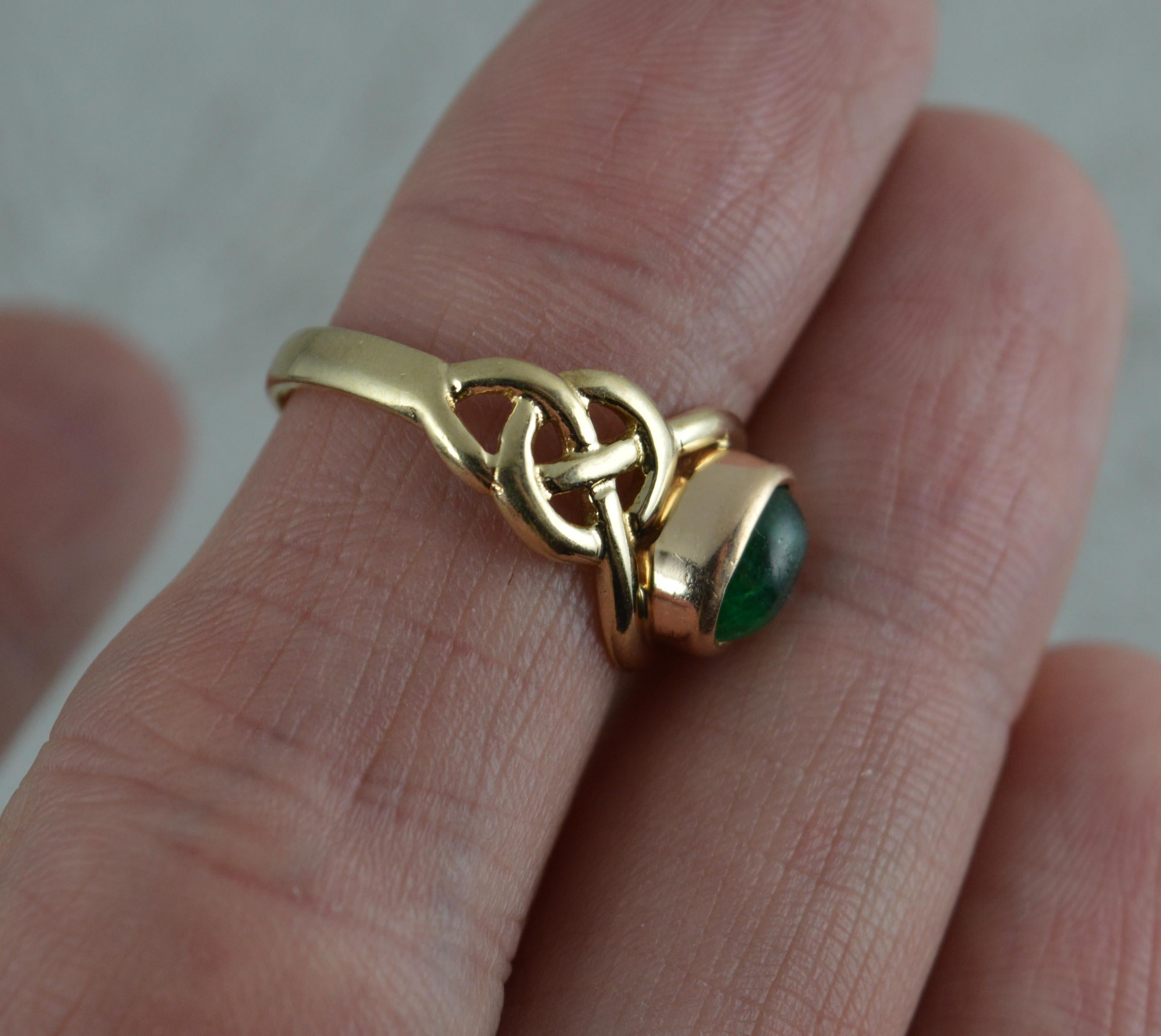 Clogau Designer 9 Carat Yellow Gold and Emerald Cabochon Ring 1