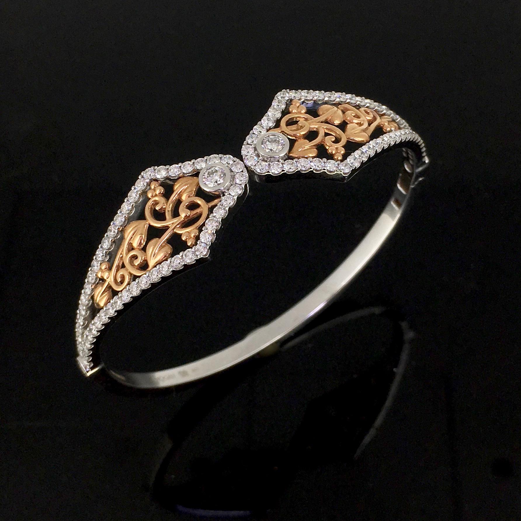 Round Cut Clogau Diamonds ”Debutante” White Rose Gold Cuff Earrings Necklace Jewellery Set