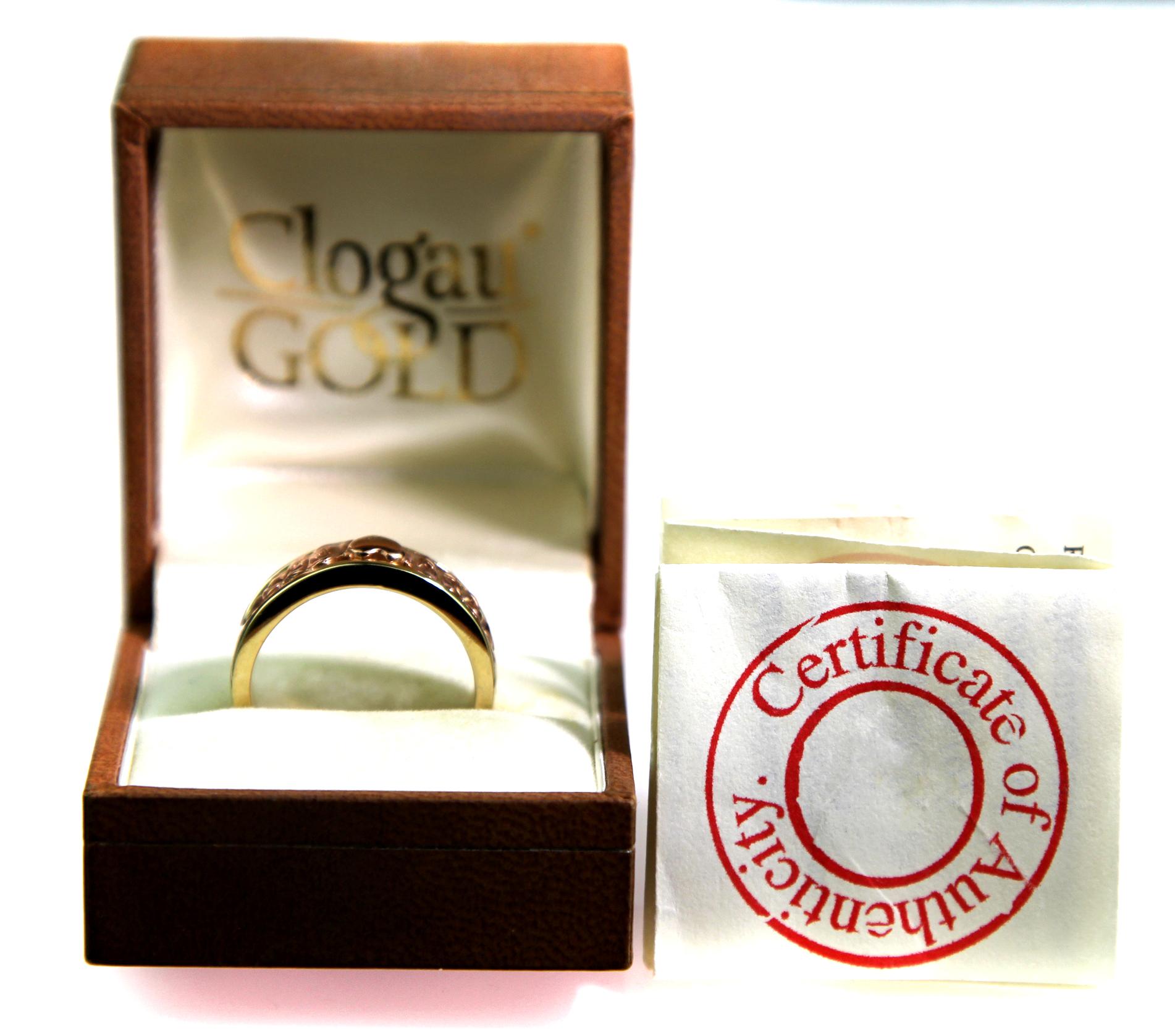 Clogau Welsh Rose Gold Ring, 9K British Hallmarked with Certificate In Excellent Condition For Sale In London, GB