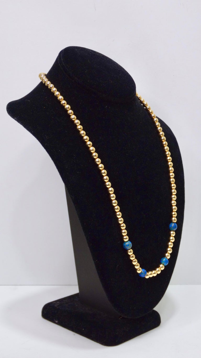 Cloisonne and 14k Gold Beaded Necklace For Sale at 1stDibs