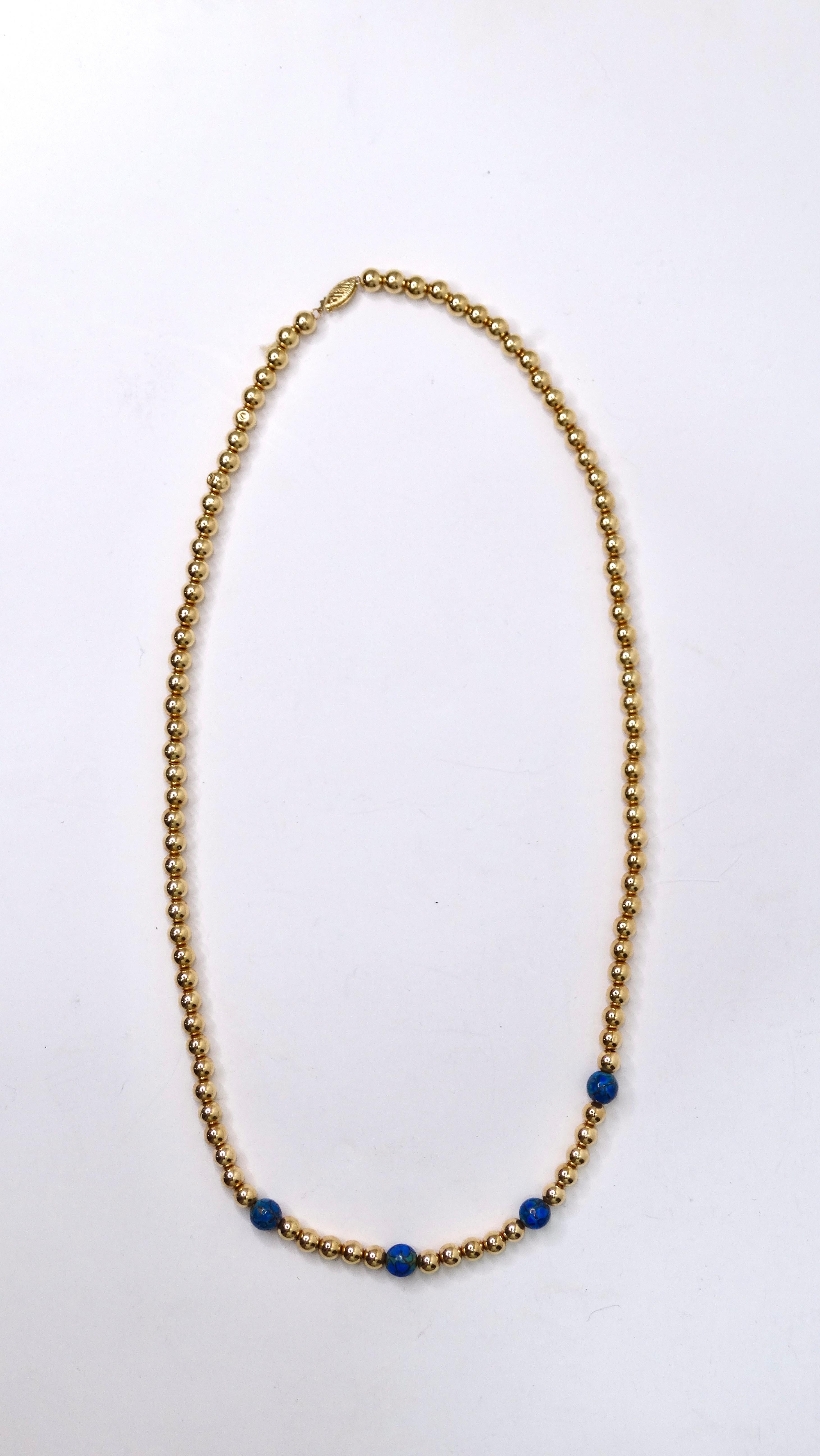 Cloisonne and 14k Gold Beaded Necklace For Sale 1