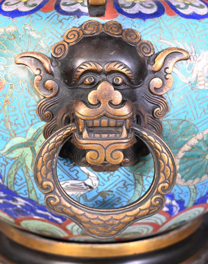 Cloisonné and Bronze Vase, Signed BARBEDIENNE, in the Style of Édouard LIÈVRE For Sale 4