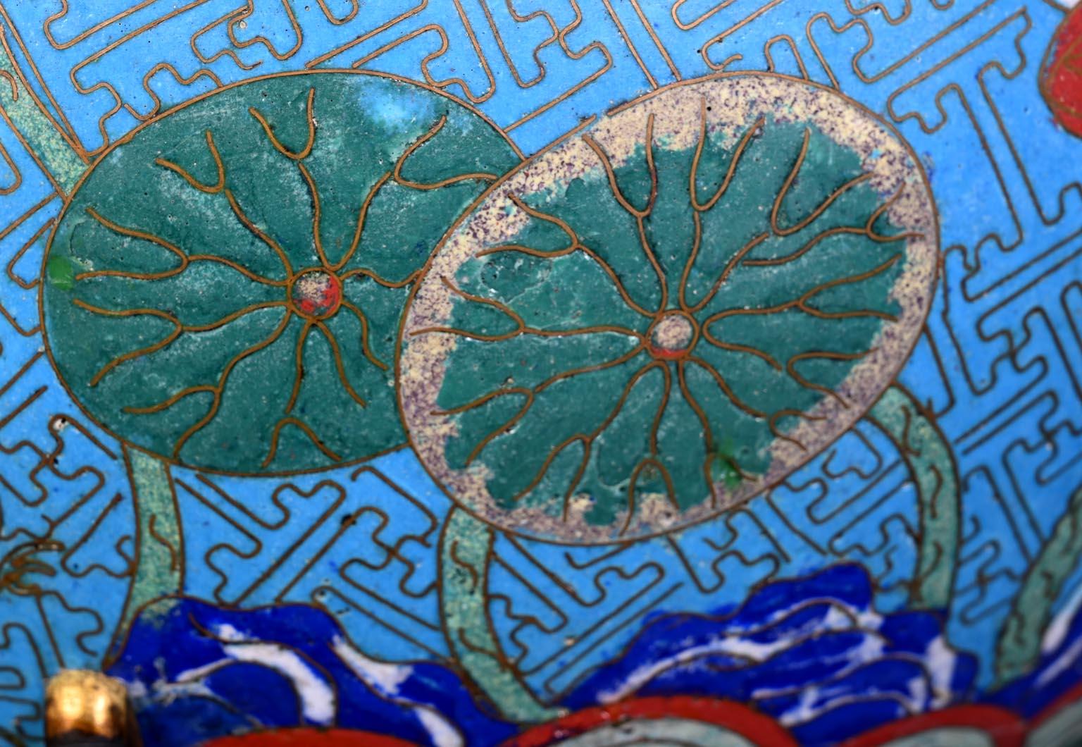Japonisme Cloisonné and Bronze Vase, Signed BARBEDIENNE, in the Style of Édouard LIÈVRE For Sale