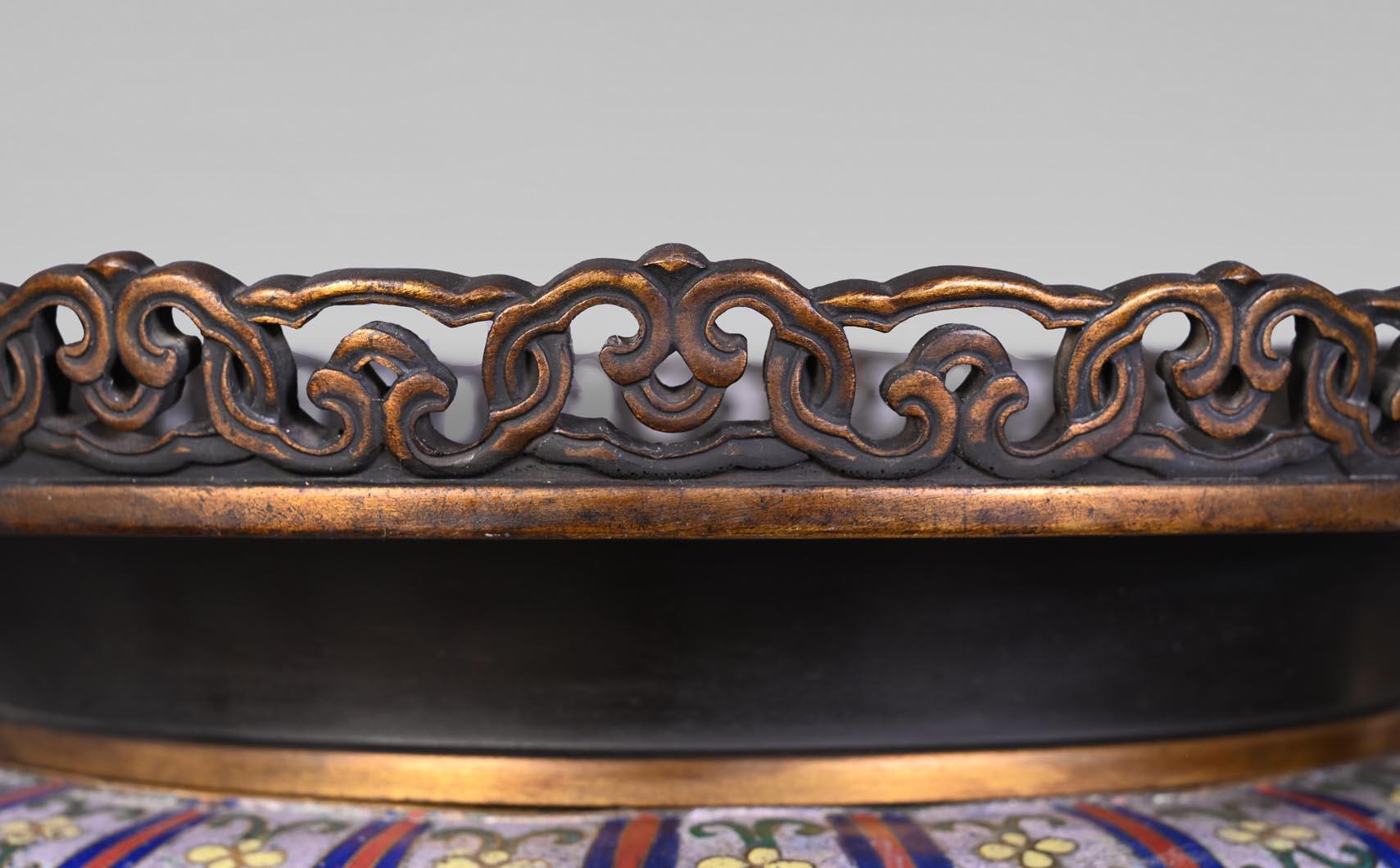 Cloisonné and Bronze Vase, Signed BARBEDIENNE, in the Style of Édouard LIÈVRE For Sale 2