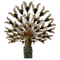 Cloisonne and Enameled Filligree Peacock Sculpture