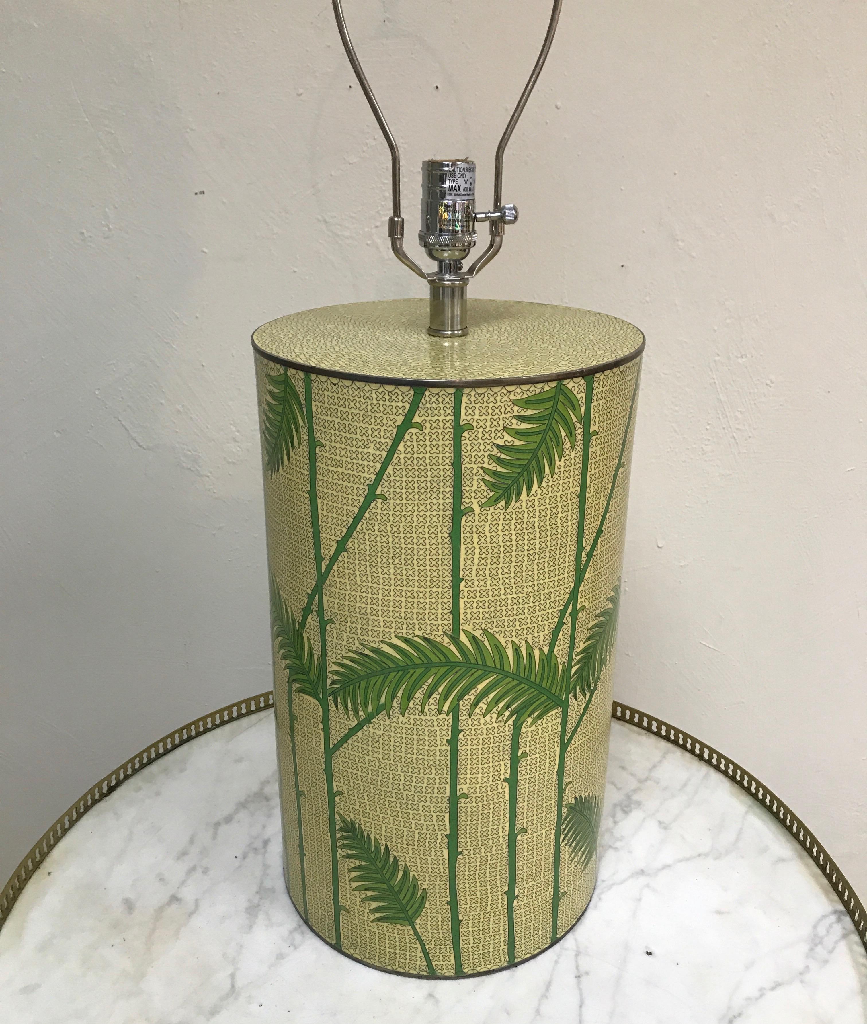 Cloisonne Bamboo and Fern Motif Lamp by Jaime Young For Sale 1