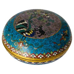 Cloisonné Box with Colored Flowers and Animals Pattern China 19th Century
