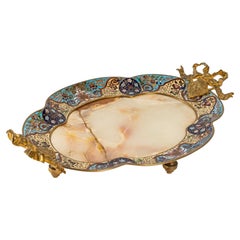 Cloisonné Bronze and Onyx tray, Napoleon III period
