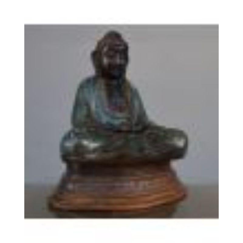 Cloisonne Bronze Buddha on Base In Good Condition In Marseille, FR