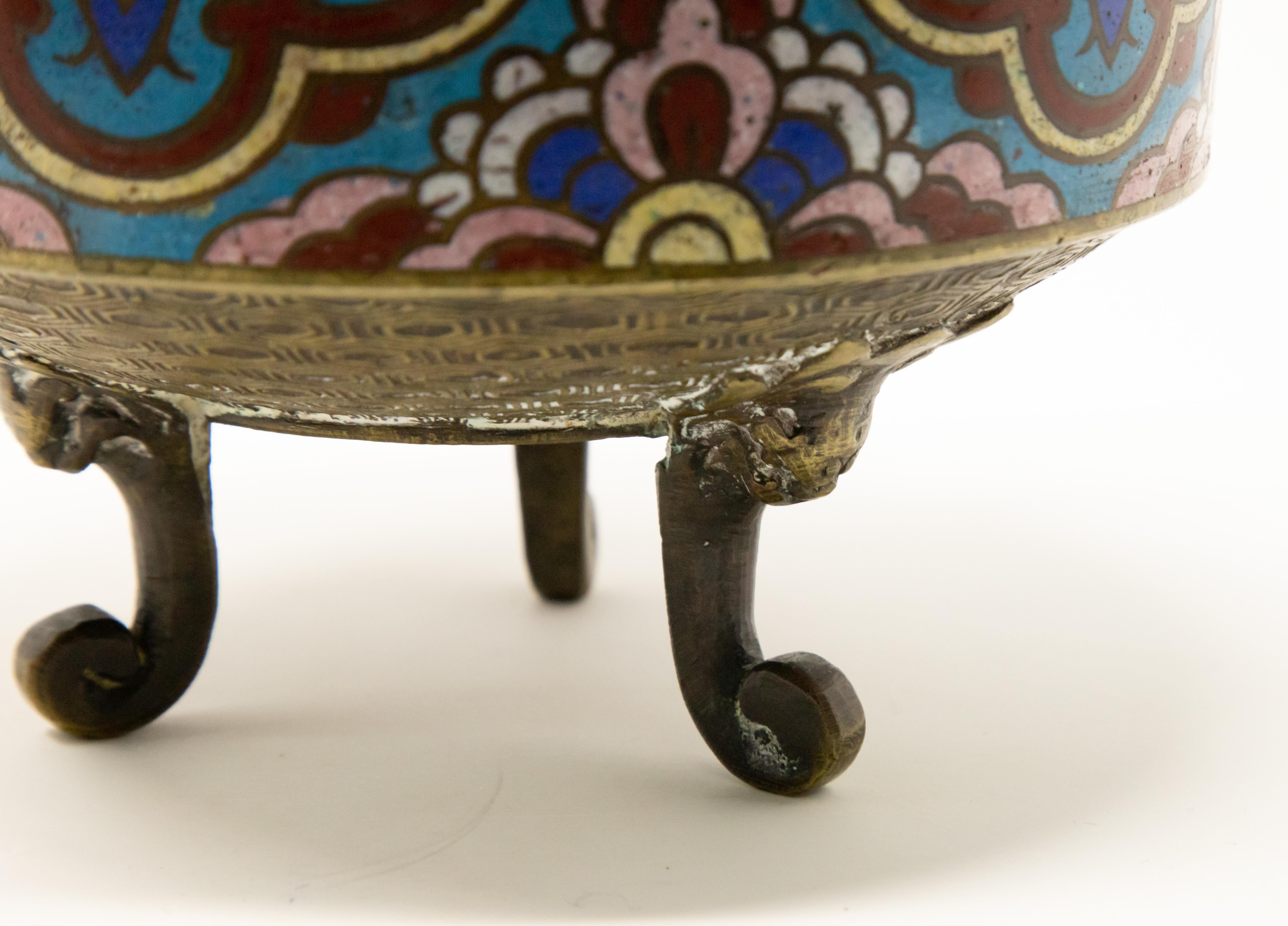 Japanese Bronze Cloisonné Censer For Sale 3