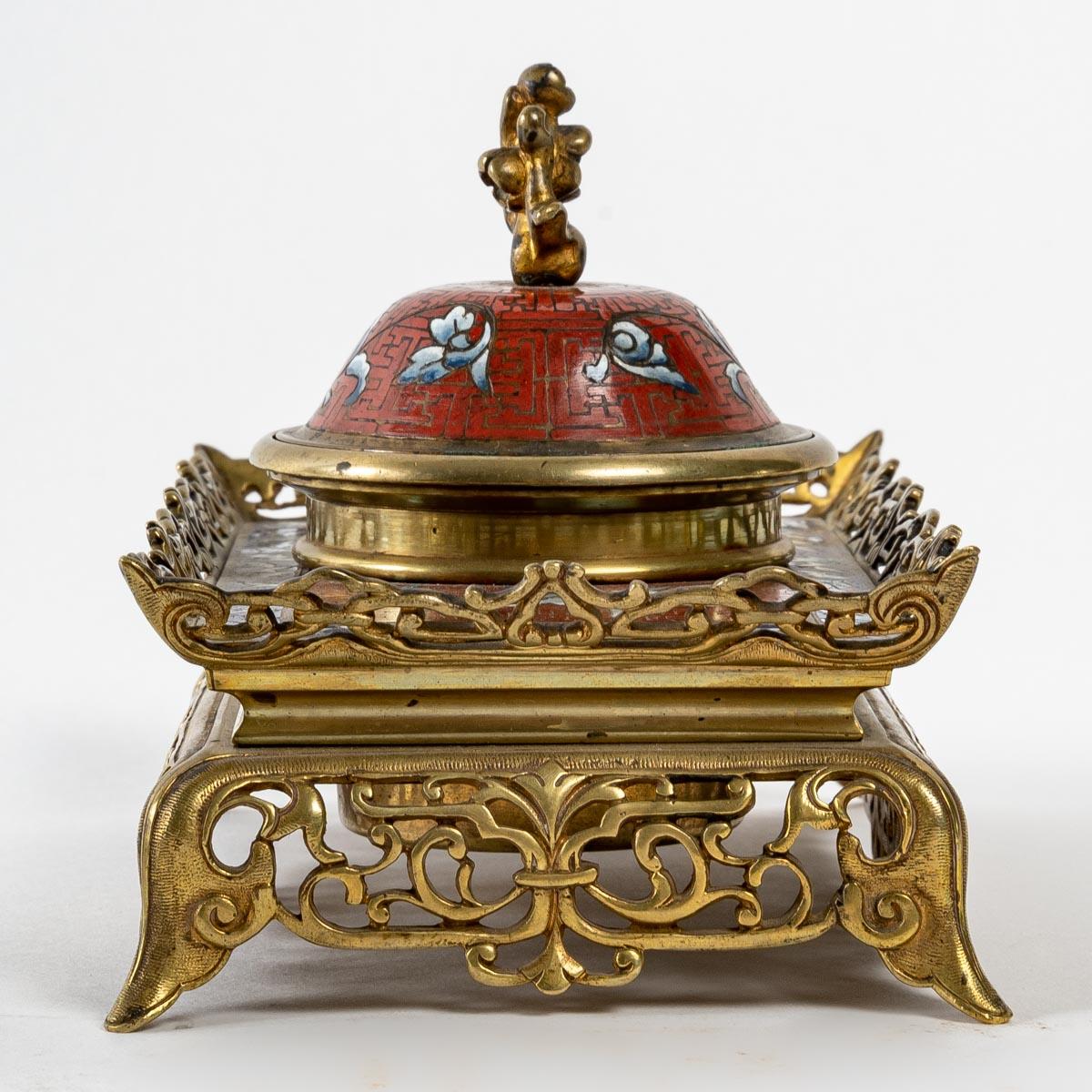 Cloisonné Bronze Desk Set, 19th Century For Sale 3