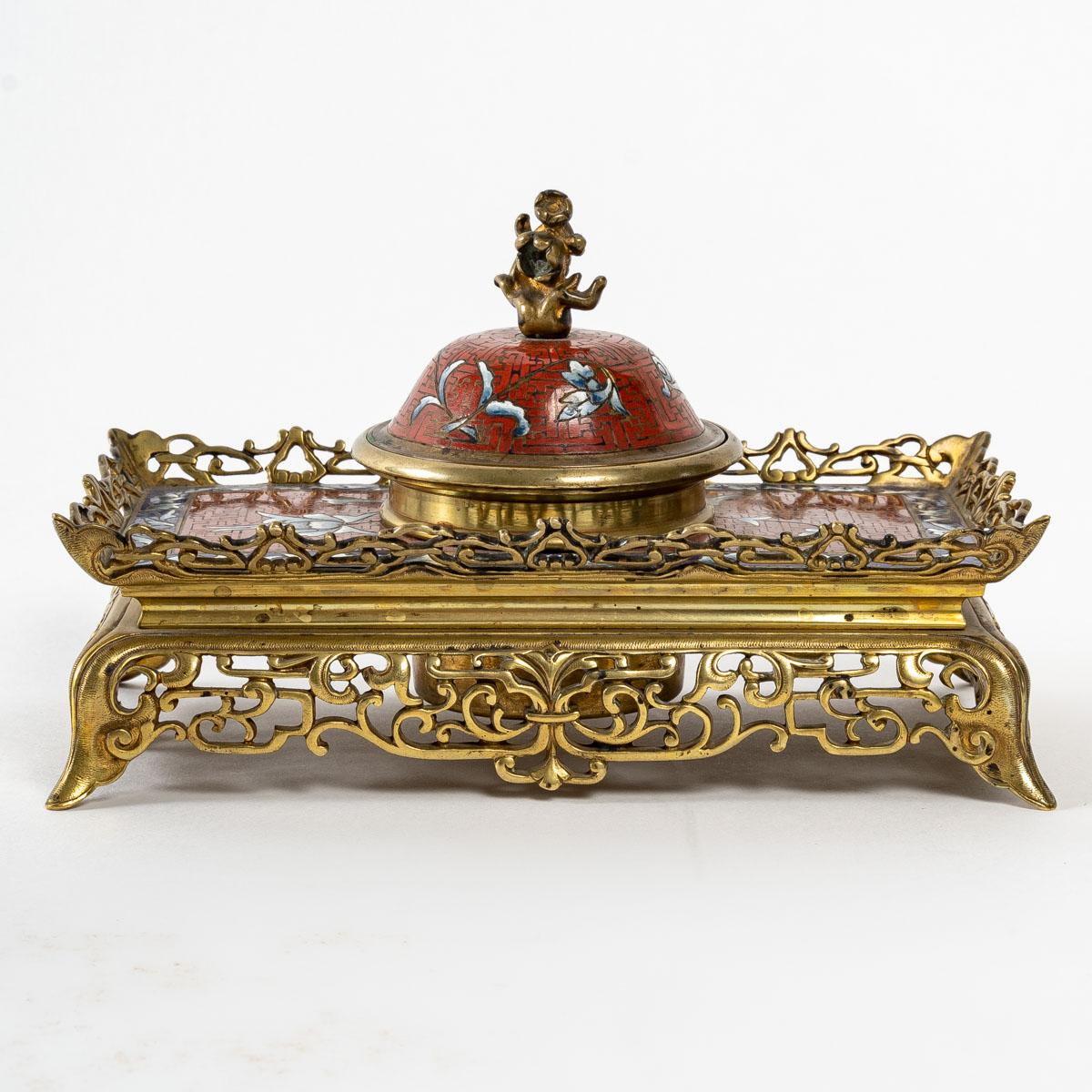 Cloisonné-Bronze-Schreibtisch-Set, 19. Jahrhundert im Angebot 7