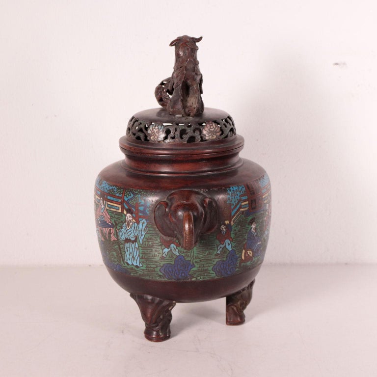 Cloisonné Bronze Incense Burner, Japan, Meiji Period, '18681912' at 1stDibs