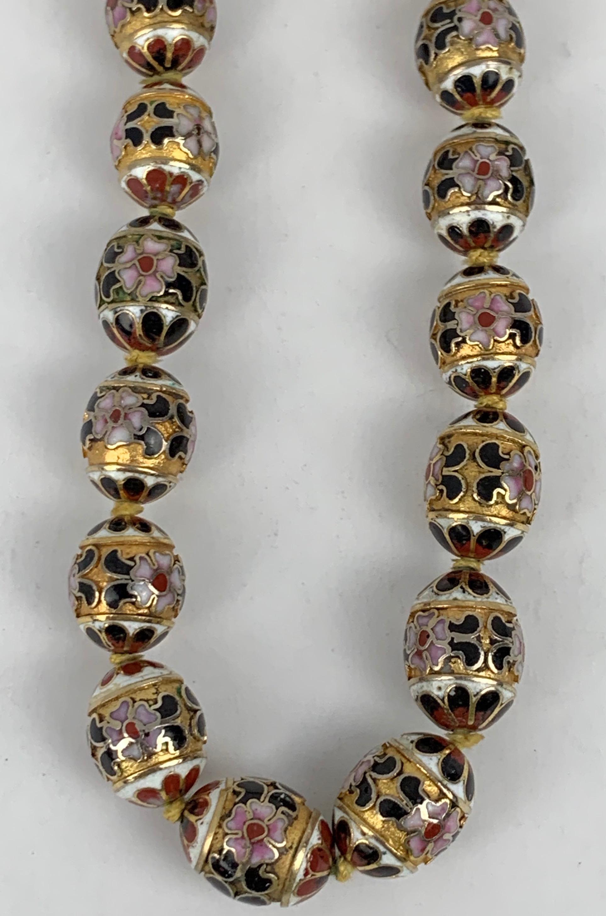 vintage cloisonne bead necklace