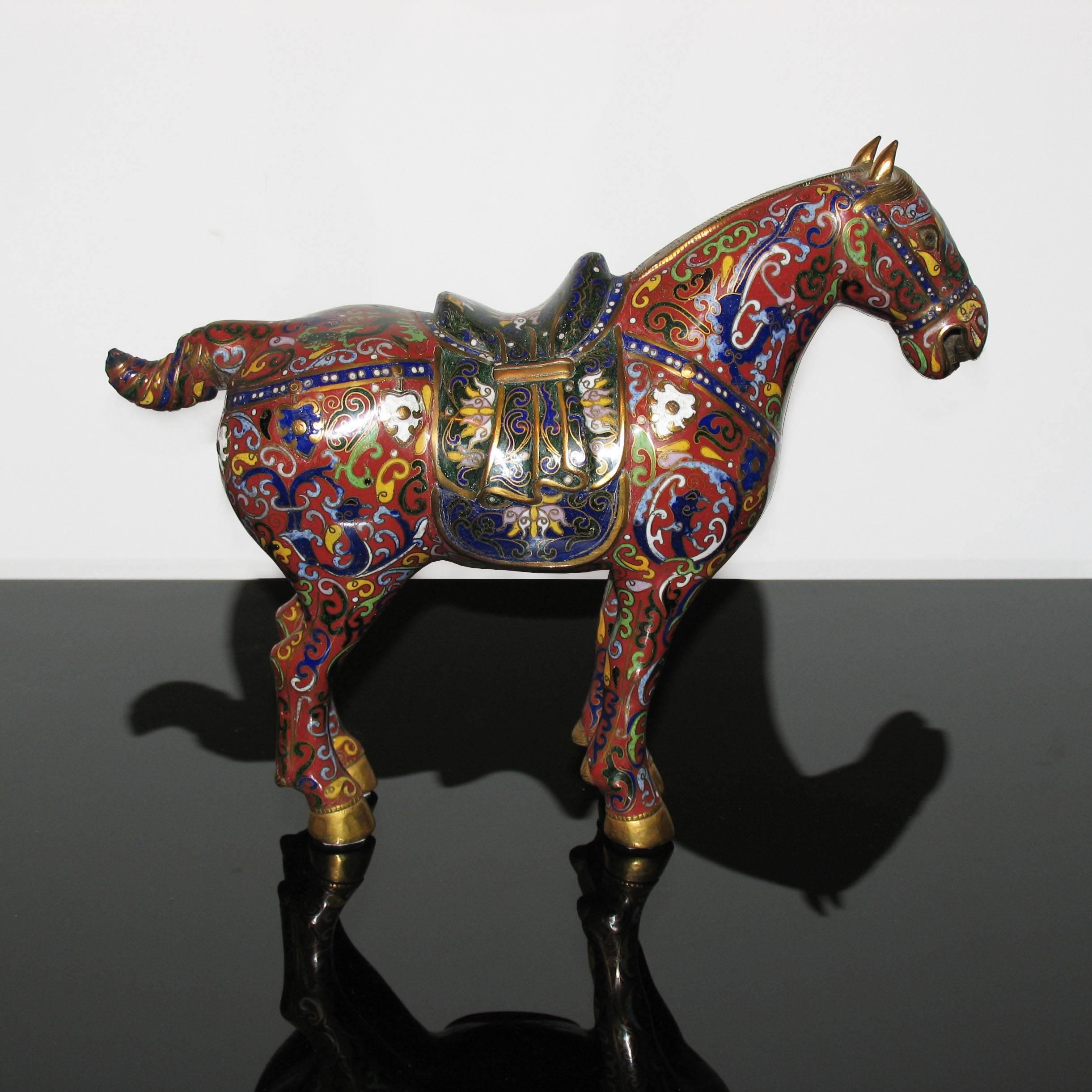 Cloissoné Cloisonné Chinese Horse Figurine, 20th Century