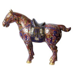 Cloisonné-Pferdefigur aus China:: 20. Jahrhundert