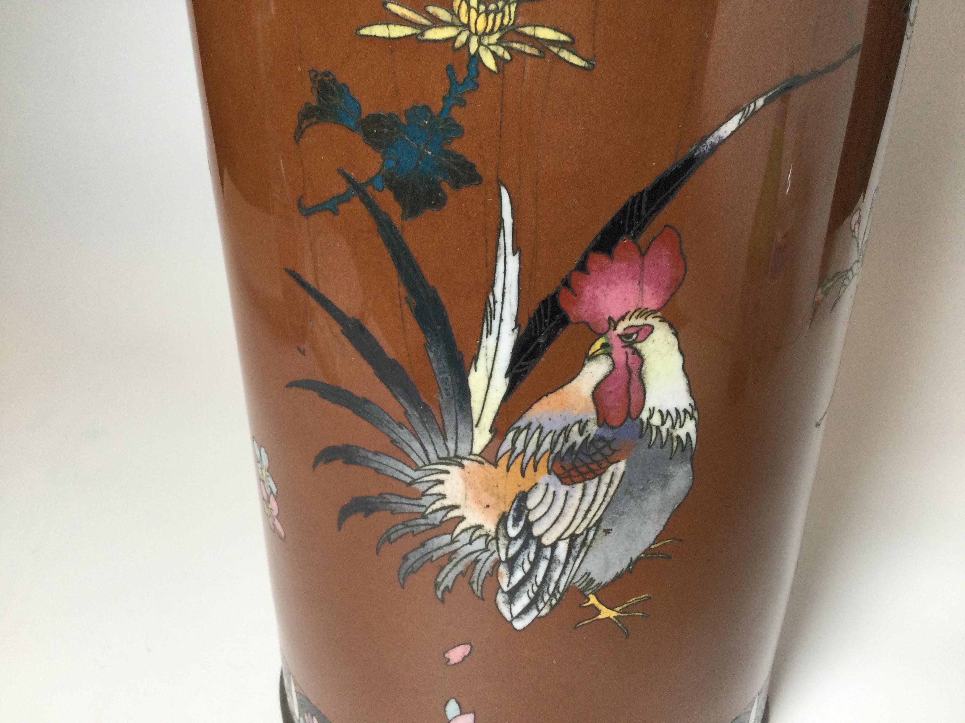 Japanese Cloisonné Cylinder Cane and Umbrella Holder