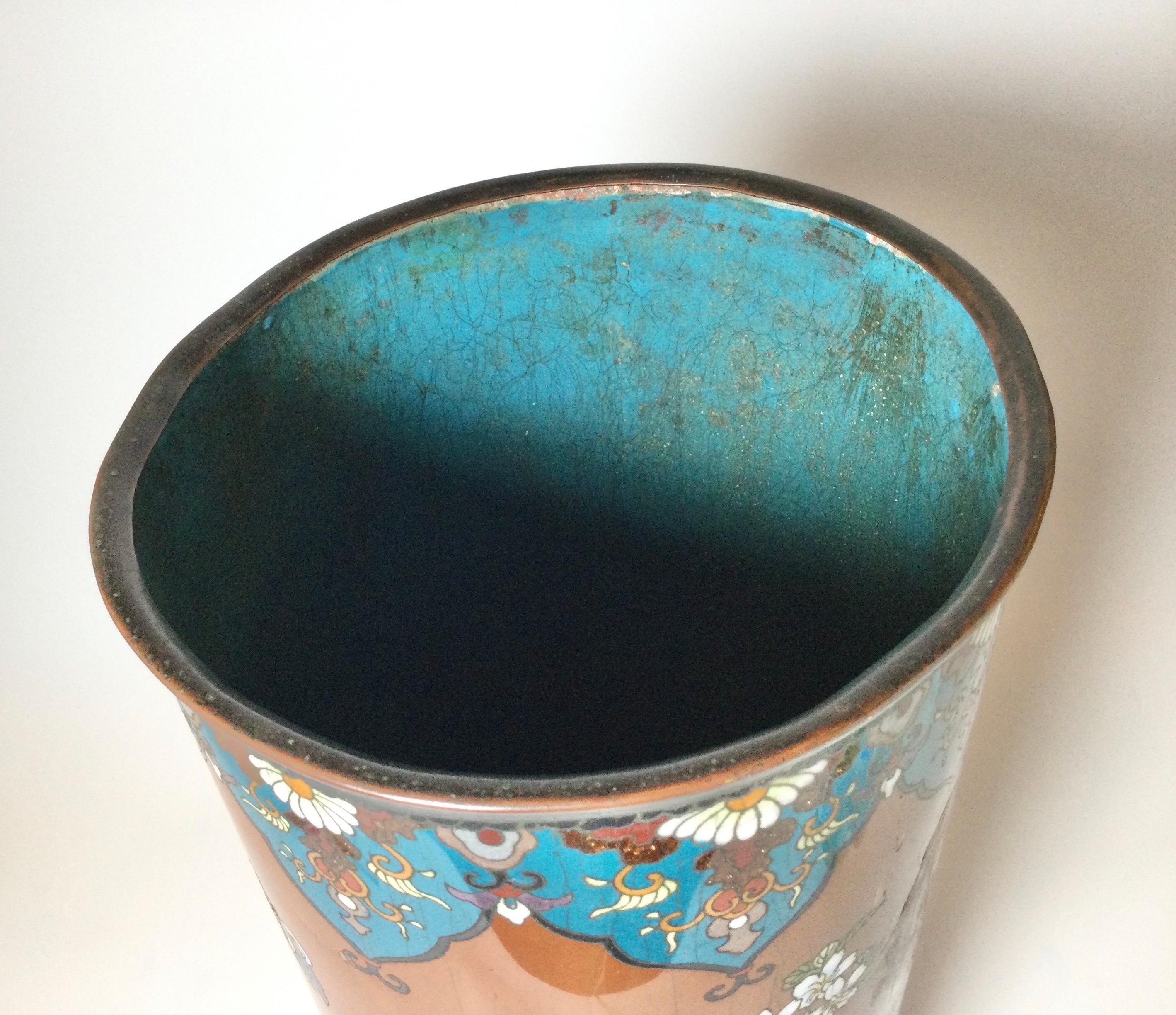 Cloisonné Cylinder Cane and Umbrella Holder In Good Condition In Lambertville, NJ