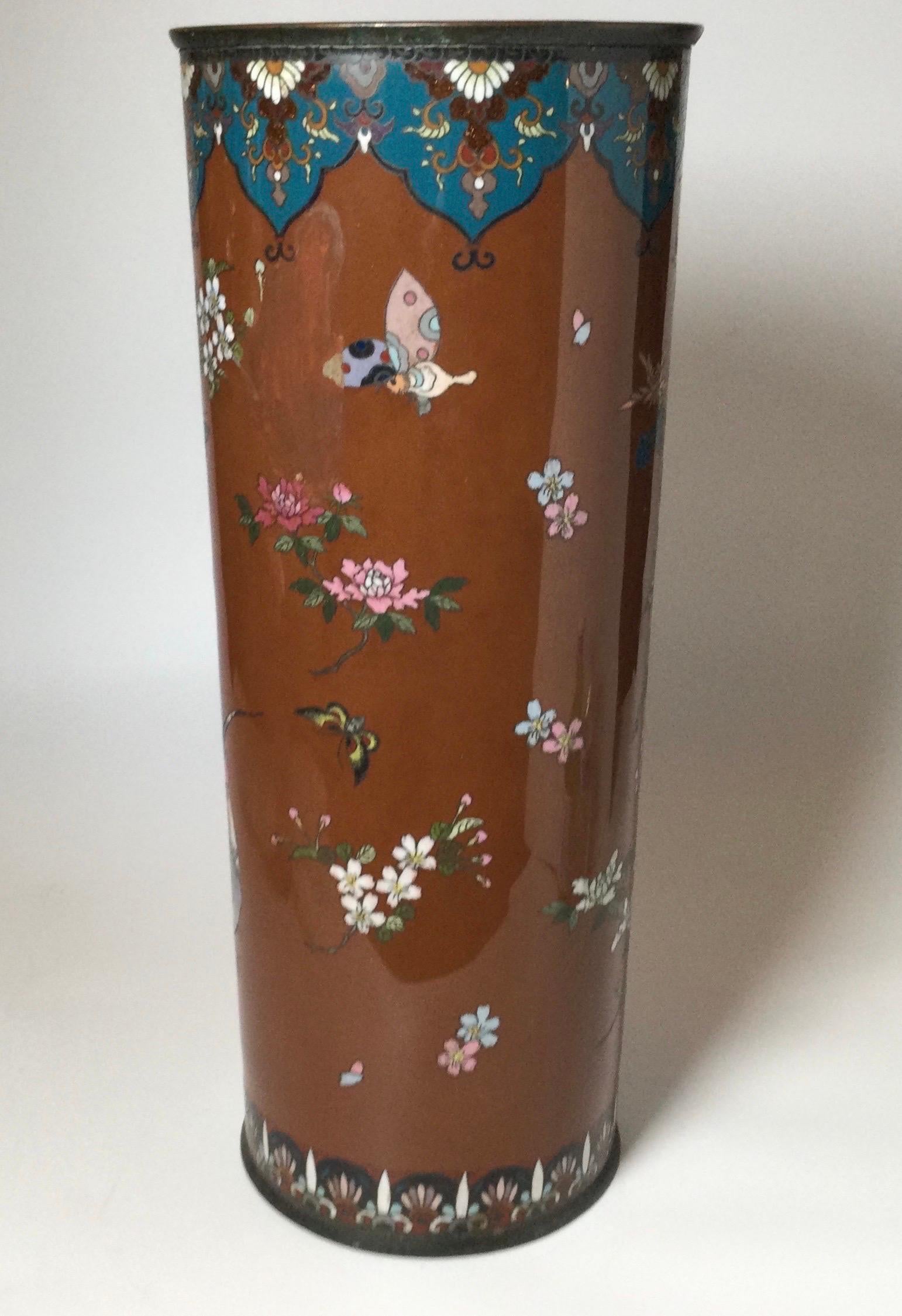 Late 19th Century Cloisonné Cylinder Cane and Umbrella Holder