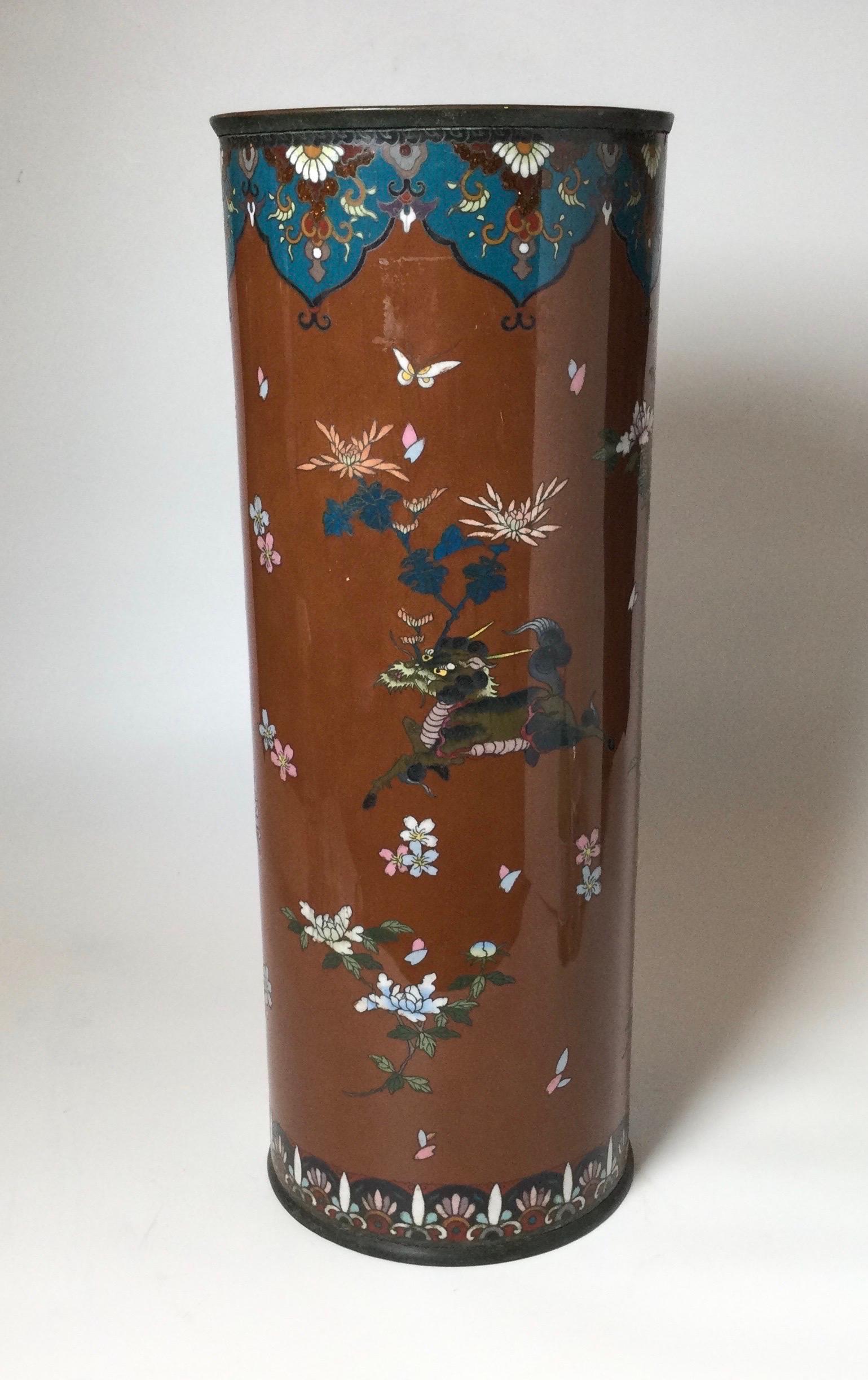 Cloisonné Cylinder Cane and Umbrella Holder 2