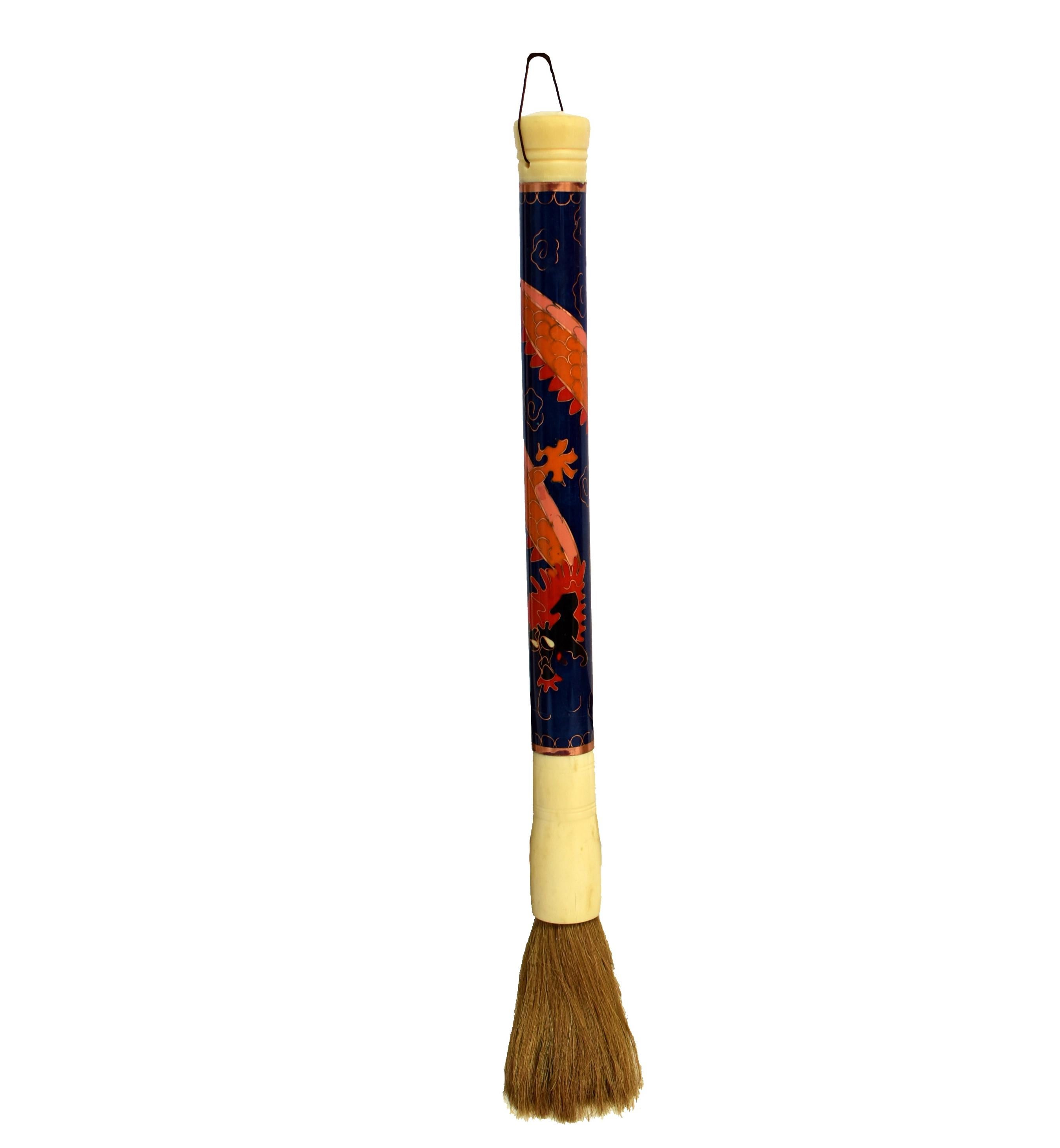 Chinese Cloisonné Dragon Calligraphy Brush, 1 Brush For Sale