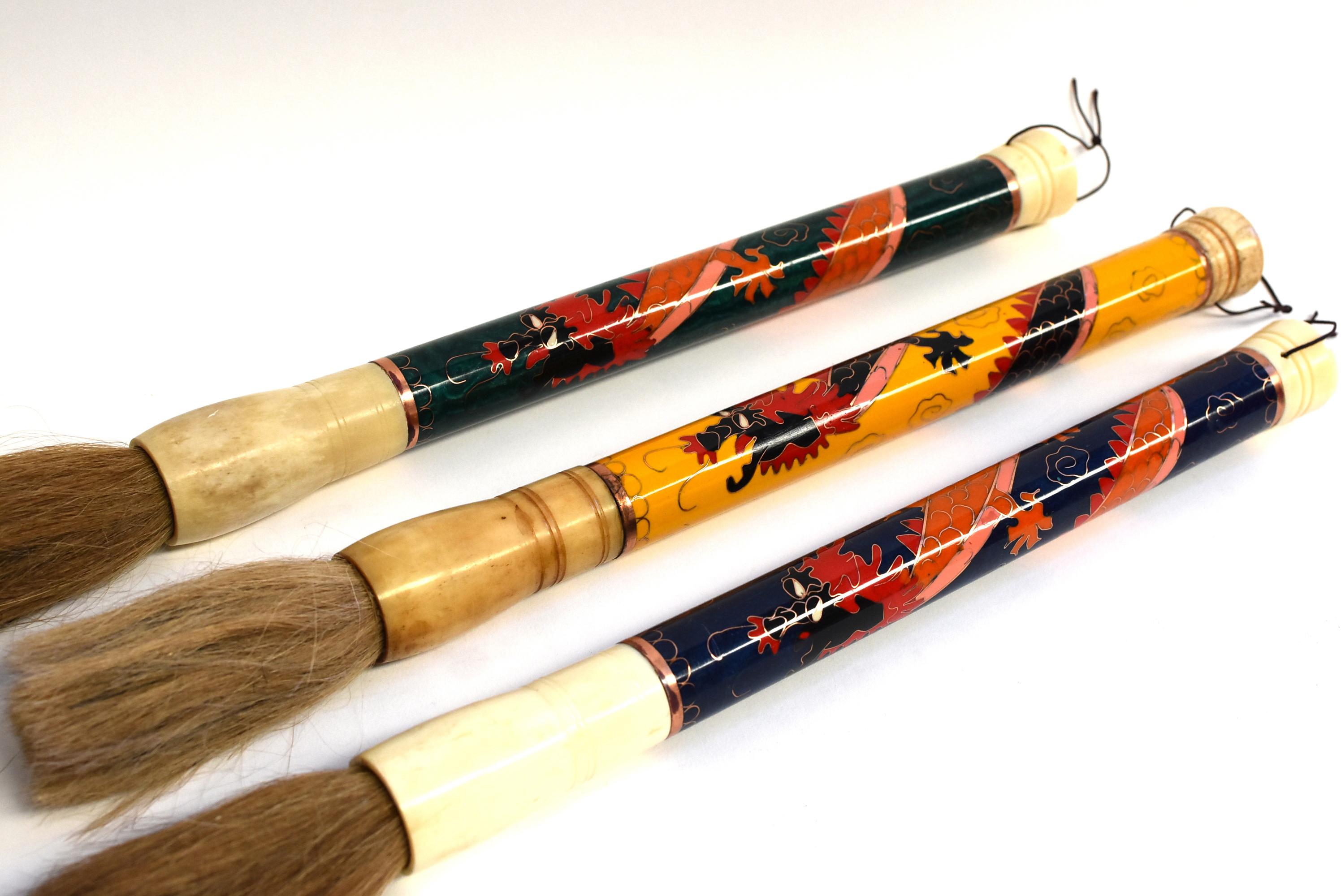 Contemporary Cloisonné Dragon Calligraphy Brush, 1 Brush For Sale