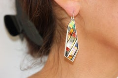 Cloisonné Earrings in Sterling Silver with 24 Karat Gold