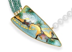 Cloisonné Enamel  22 and 24 Karat Yellow Gold Necklace