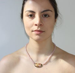 Cloisonné Enamel 24 and 22 Karat Yellow Gold and Diamond Choker Neckalce