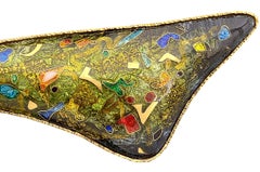 Cloisonné Enamel 24 and 22 Karat Yellow Gold Tahitian Pearl Brooch