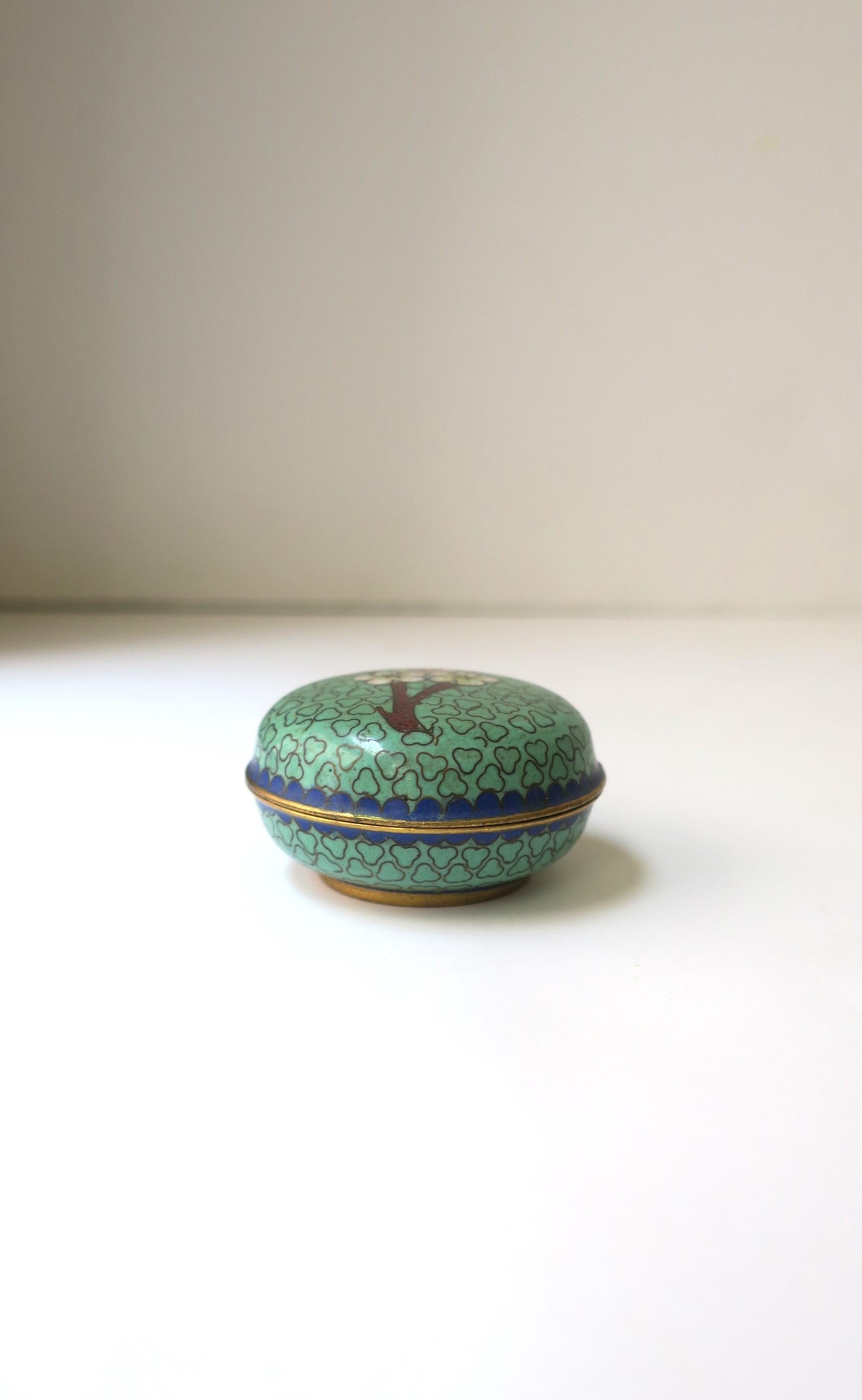 Cloisonne Enamel Box with Flowers Chinoiserie Style 4