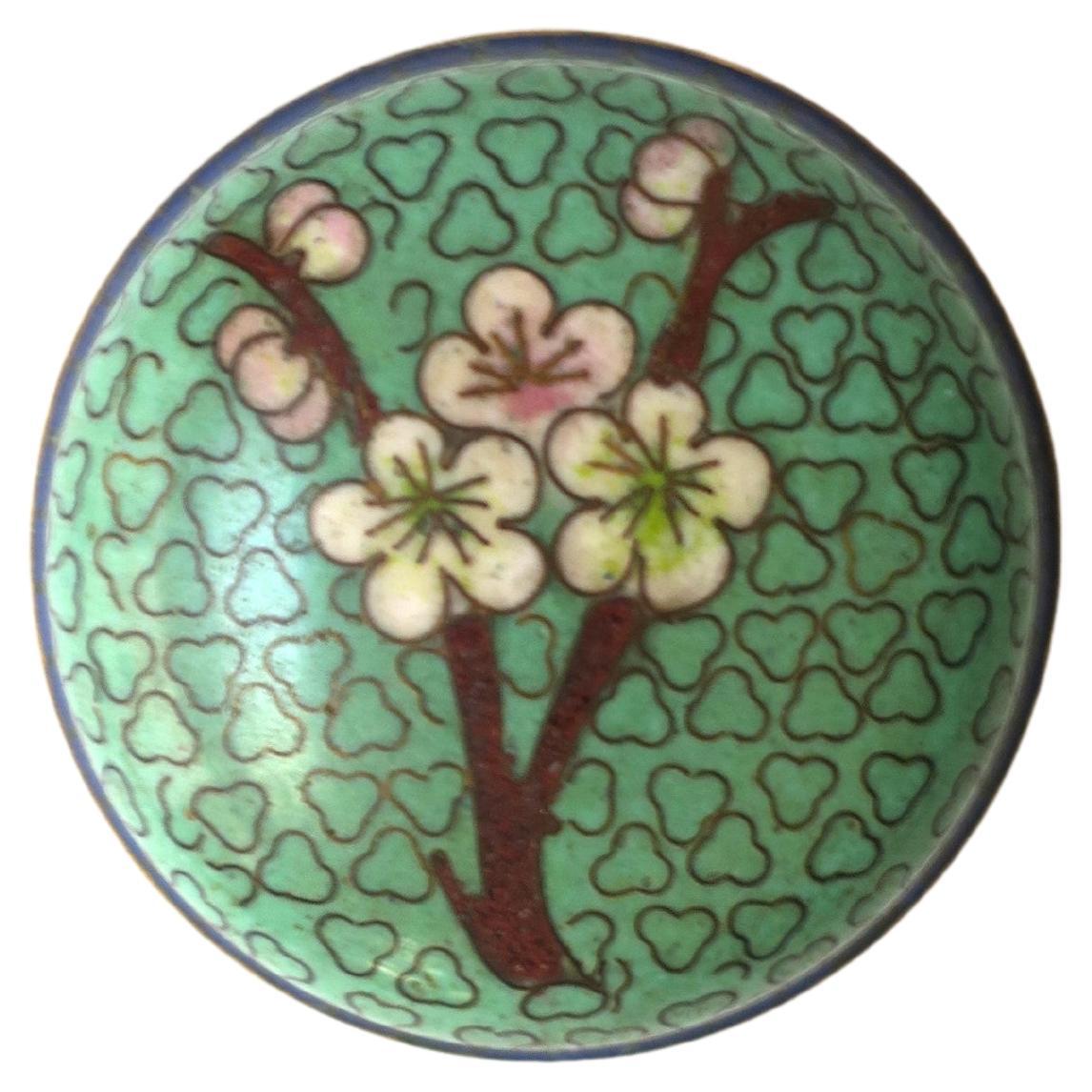Cloisonne Enamel Box with Flowers Chinoiserie Style