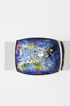Cloisonné Enamel Cuff in Sterling Silver with 24k Gold Inlay