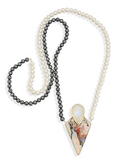 Cloisonné Enamel Moonstone Pendant Necklace