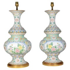 Cloisonné Enamel Pair of 20th Century Chinese Table Lamps