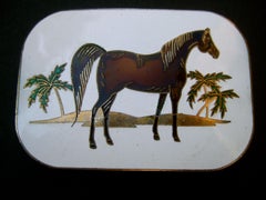 Cloisonne' Enamel Unisex Equine Belt Buckle c 1970s