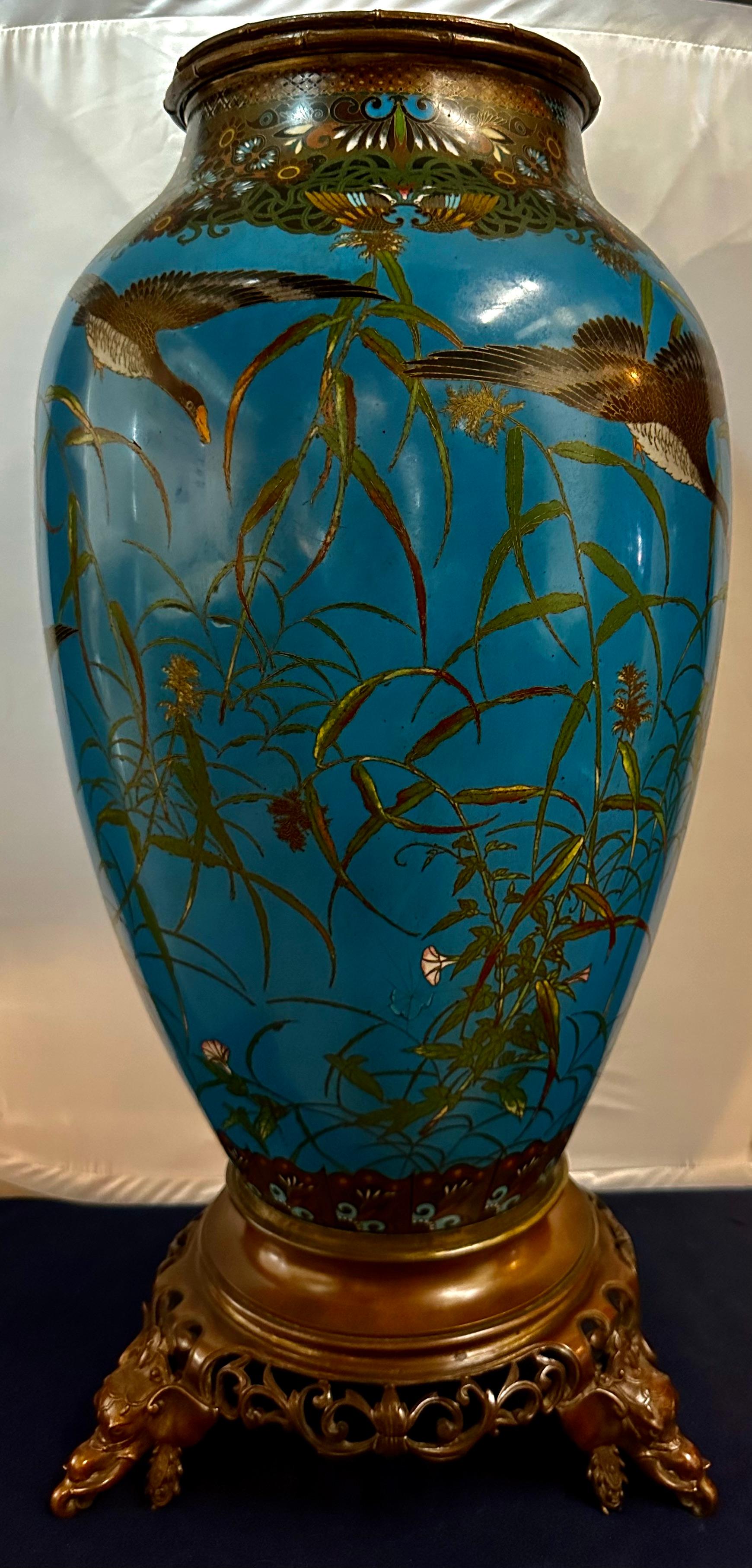 Japanese Cloisonne Floor Vase For Sale